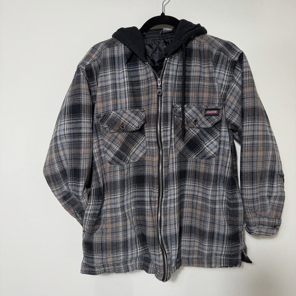 Dickies quilted hooded flannel jacket plaid workwear insulated men's Medium work